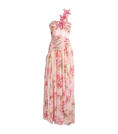 Patbo Chiffon Orchid Bloom Maxi Dress In Pink
