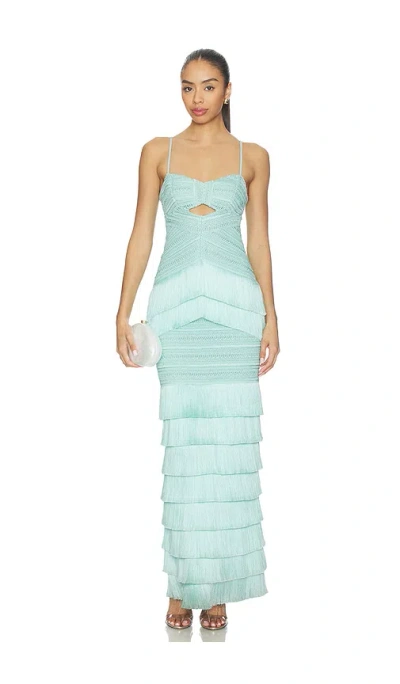Patbo Clara Fringe Maxi Dress In Blue