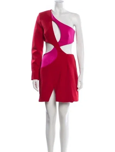 Pre-owned Patbo Colorblock Pattern Knee-length Dress In Red