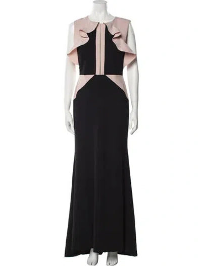 Pre-owned Patbo Colorblock Pattern Long Dress In Black