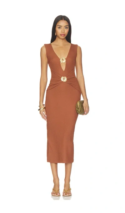 Patbo Cora Knit Midi Dress In Brown
