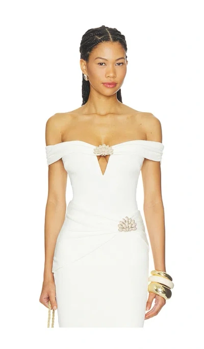 Patbo Cora Knit Off Shoulder Bodysuit In White