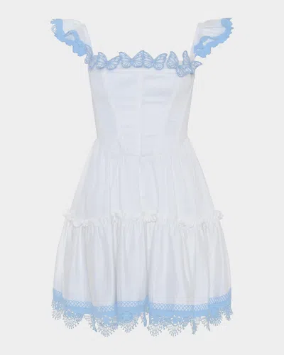 Patbo Cotton Poplin Flutter-sleeve A-line Mini Dress In White