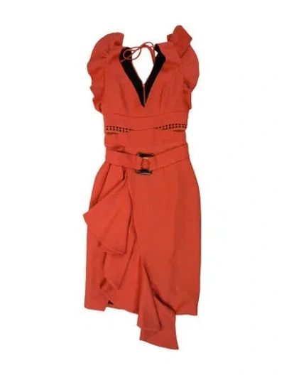 Pre-owned Patbo Cowl Neck Knee-length Dress In Orange