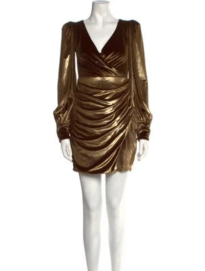 Pre-owned Patbo Cowl Neck Mini Dress In Gold