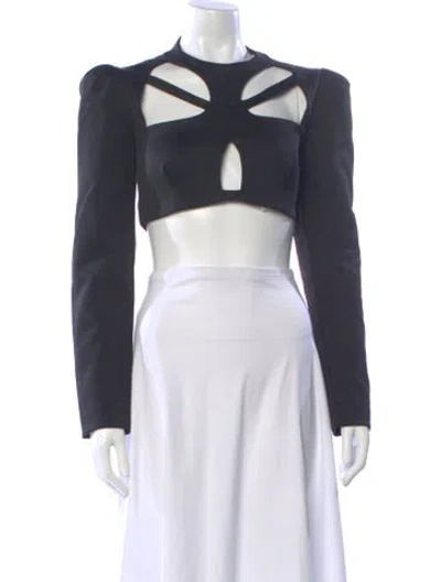 Pre-owned Patbo Crew Neck Long Sleeve Crop Top W/ Tags In Blue