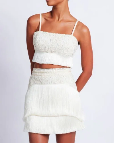 Patbo Crochet Fringe Cropped Top In Wheat