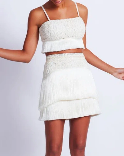 Patbo Crochet Fringe Mini Skirt In Wheat