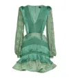 Patbo Crochet Fringe-trim Samba Mini Dress In Green