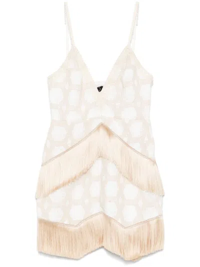 Patbo Crochet Plunge Mini Dress In Multicolor