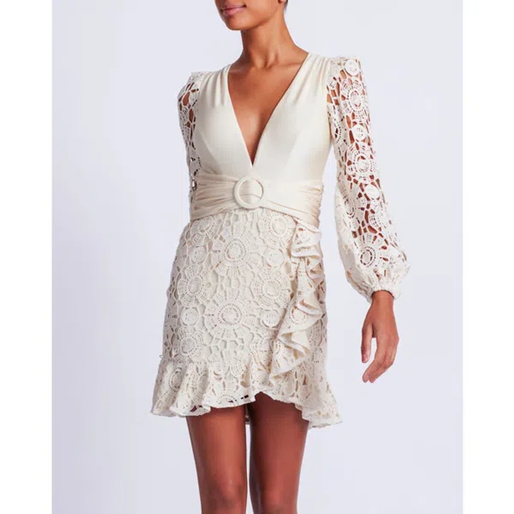 Patbo Crochet Plunge Mini Dress In Wheat | ModeSens