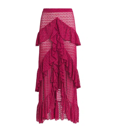 Patbo Crochet Ruffle Maxi Skirt In Pink
