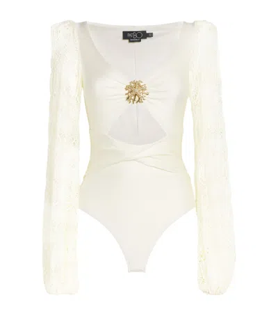 Patbo Crocheted Coral Swimsuit In White