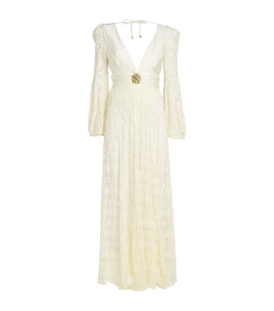 Patbo Crocheted Embellished Maxi Dress In White