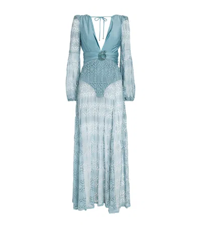 Patbo Crocheted Seashell Maxi Beach Dress In Blue