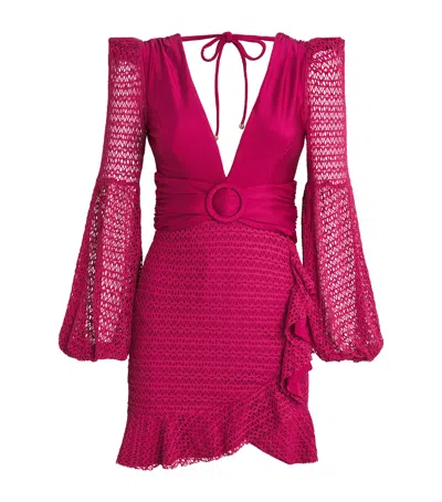 Patbo Crochet-trim Plunge-neck Mini Dress In Pink