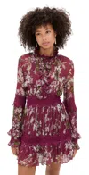 Patbo Delicata Flutter Mini Dress Dark Red In Red