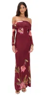 Patbo Delicata Tulle Maxi Dress Dark Red In Red