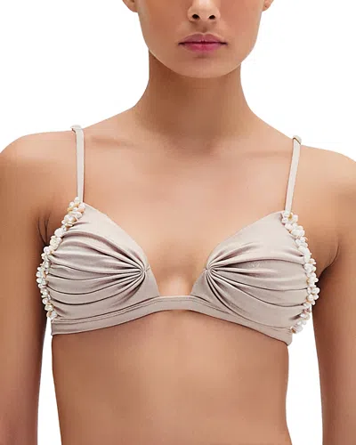 Patbo Dune Buzios Jersey Bikini Top In Beige