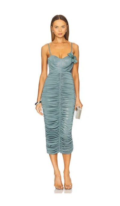 Patbo Dune Flower Midi Dress In Blue