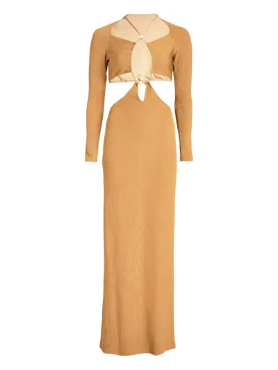 Patbo Embellished Cut-out Maxi Dress In Brown