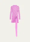 Patbo Embroidered Lace Draped Mini Dress In Bright Lilac