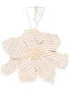 Patbo Candy Linen Hand-beaded Flower Top In Neutrals