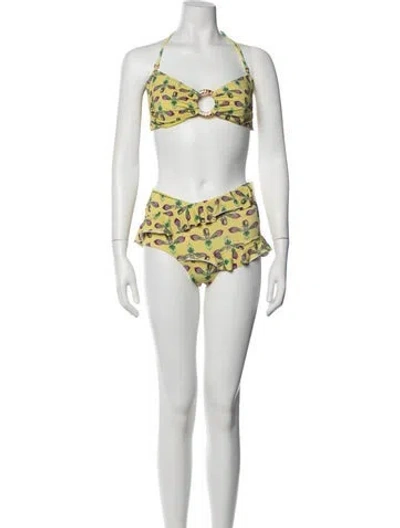 Pre-owned Patbo Floral Print Bikini In Black