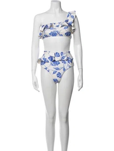 Pre-owned Patbo Floral Print Bikini W/ Tags In White