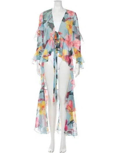 Pre-owned Patbo Floral Print Cover-up In Blue