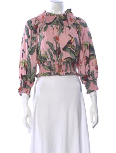 Pre-owned Patbo Floral Print Crew Neck Top In Pink