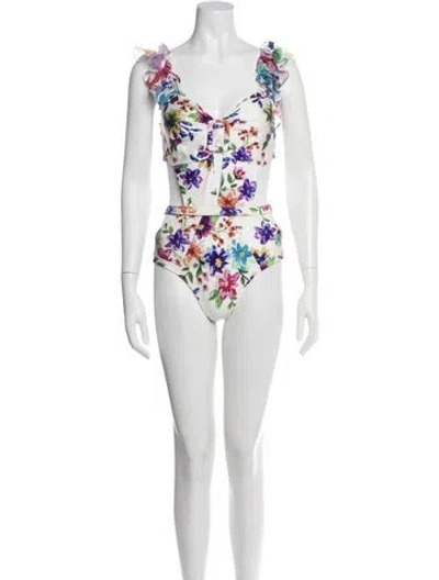 Pre-owned Patbo Floral Print Cutout Accent One-piece W/ Tags In Multi