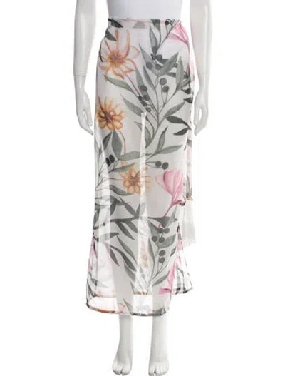 Pre-owned Patbo Floral Print Fringe Trim Accent Cover-up In Neutral