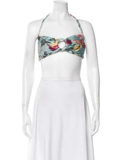 Pre-owned Patbo Floral Print Halterneck Crop Top In Blue