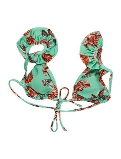 Pre-owned Patbo Floral Print Halterneck Crop Top In Blue/green