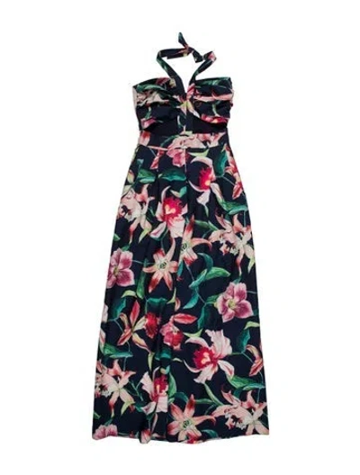 Pre-owned Patbo Floral Print Halterneck Jumpsuit In Blue