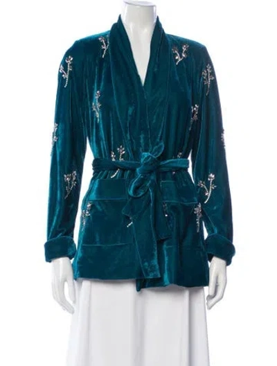 Pre-owned Patbo Floral Print Jacket In Blue