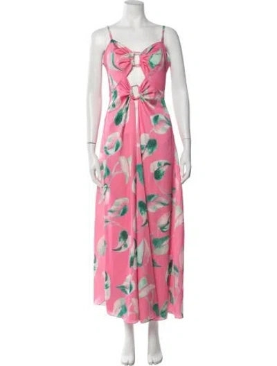 Pre-owned Patbo Floral Print Keyhole Accent Cover-up In Pink
