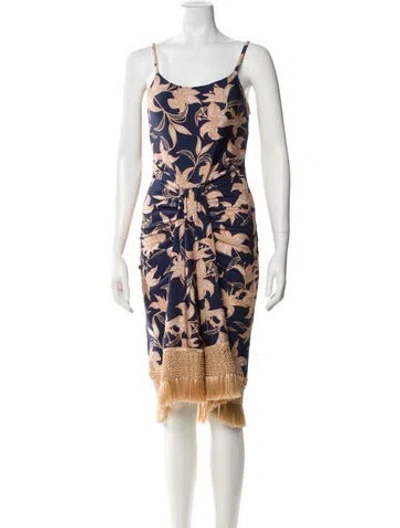 Pre-owned Patbo Floral Print Knee-length Dress In Blue