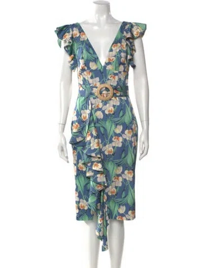 Pre-owned Patbo Floral Print Knee-length Dress In Blue
