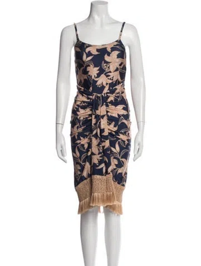 Pre-owned Patbo Floral Print Knee-length Dress In Blue