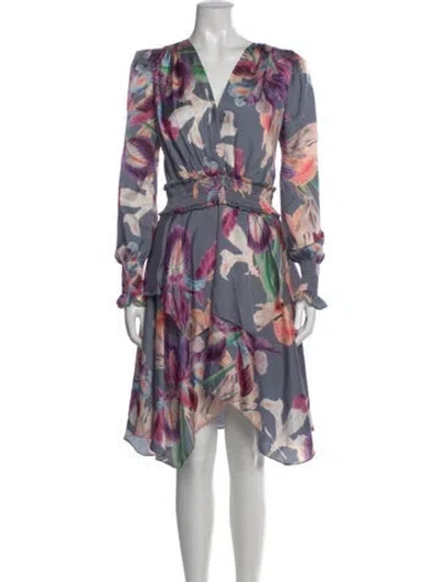 Pre-owned Patbo Floral Print Knee-length Dress In Gray