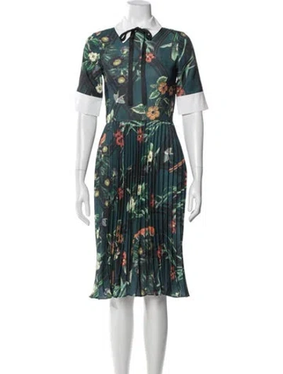 Pre-owned Patbo Floral Print Knee-length Dress In Green
