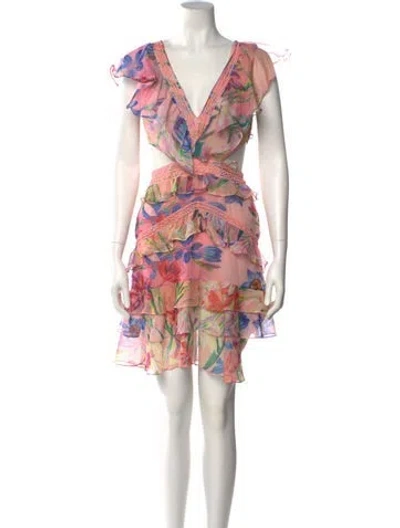 Pre-owned Patbo Floral Print Knee-length Dress In Pink