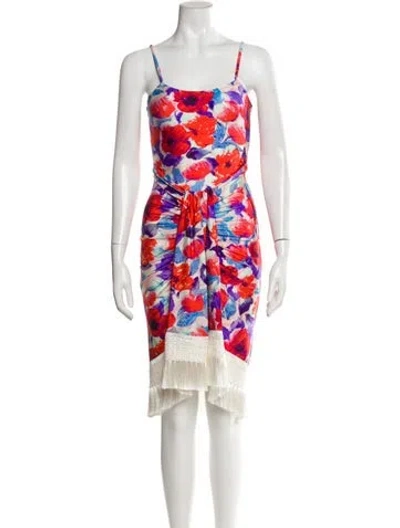 Pre-owned Patbo Floral Print Knee-length Dress In Red