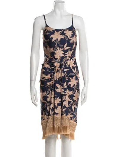 Pre-owned Patbo Floral Print Knee-length Dress W/ Tags In Blue