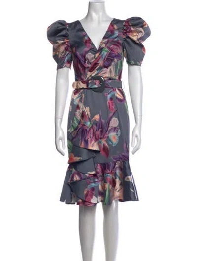 Pre-owned Patbo Floral Print Knee-length Dress W/ Tags In Grey