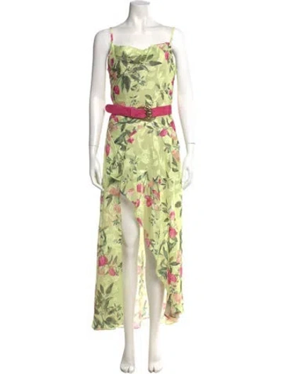 Pre-owned Patbo Floral Print Long Dress In Green