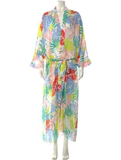 Pre-owned Patbo Floral Print Long Dress In Green