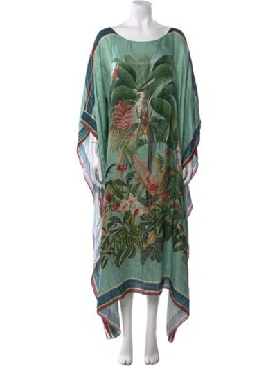 Pre-owned Patbo Floral Print Long Dress In Green